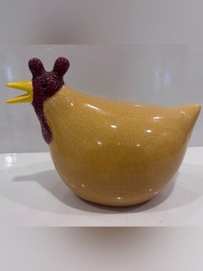 Vintage Bennington potters rooster chicken crackle glaze Vermont pottery